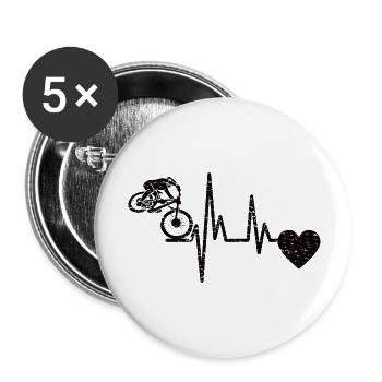 Radfahrer Fahrrad Fahrradfahrer Radfahren Radeln - Buttons groß 56 mm (5er Pack) - Weiß - Vorne
