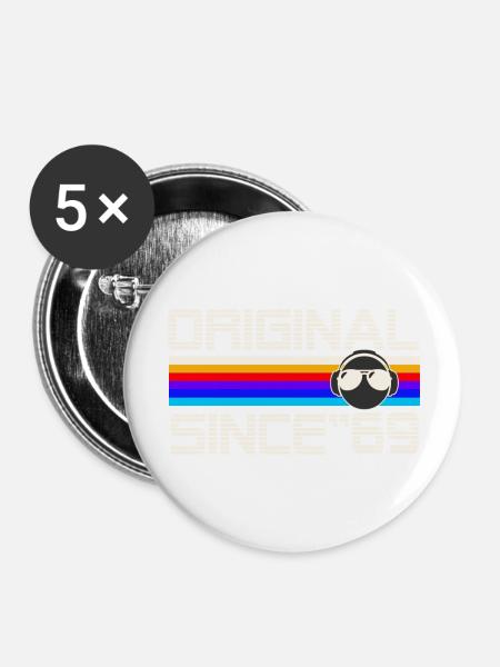 Seit 69 - Buttons groß 56 mm (5er Pack) - Weiß
