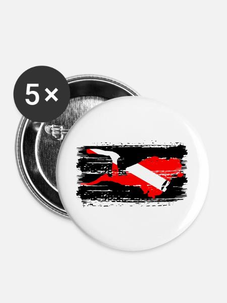 Diagonal Crimson Splash auf Schwarz - Buttons groß 56 mm (5er Pack) - Weiß