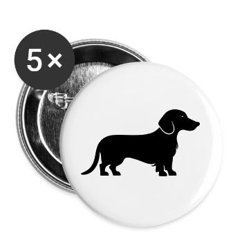 Dachshund Dackel - Buttons groß 56 mm (5er Pack) - Weiß - Vorne