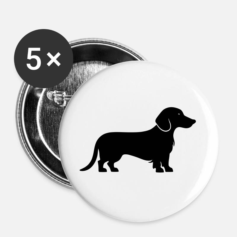Dachshund Dackel - Buttons large 2.2''/56 mm (5-pack) - white