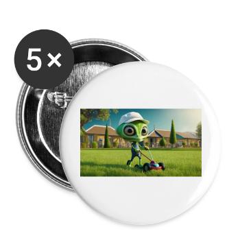 mignon petit vert rétro vintage alien tous les jours - Lot de 5 grands badges (56 mm) - blanc - Devant