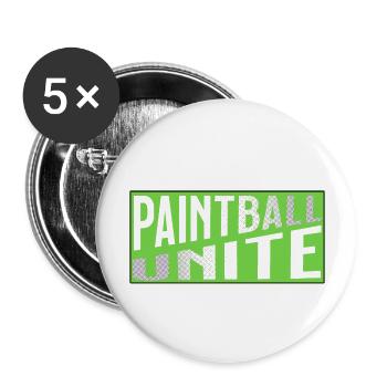 Paintbal Unite split logo in green - Buttons large 2.2''/56 mm (5-pack) - white - Front