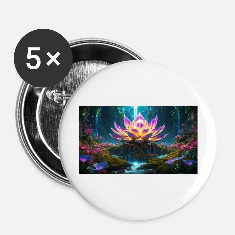 Lotus Blossom - Buttons large 2.2''/56 mm (5-pack) - white