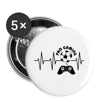 pro gaming heartbeat pulse soccer gamer icon - Buttons large 2.2''/56 mm (5-pack) - white - Front