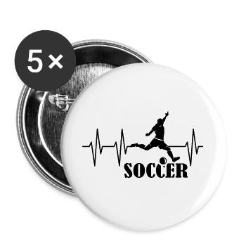 soccer Fußballspiieler Puls Herzschlag Fußball - Buttons groß 56 mm (5er Pack) - Weiß - Vorne