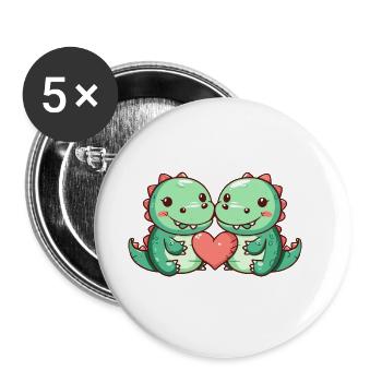 Alligator Paar Verliebt Tier Valentinstag - Buttons groß 56 mm (5er Pack) - Weiß - Vorne