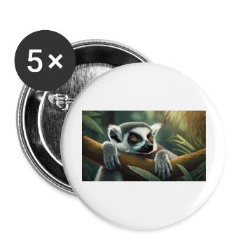 Cute animals chilling – ring-tailed lemur - Buttons large 2.2''/56 mm (5-pack) - white - Front
