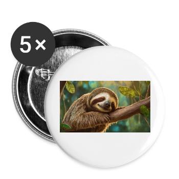 Niedliche Tiere chillen – Faultier - Buttons groß 56 mm (5er Pack) - Weiß - Vorne