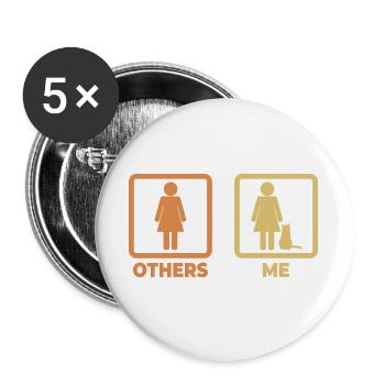 Katzenliebhaberin Strichmännchen - Buttons groß 56 mm (5er Pack) - Weiß - Vorne