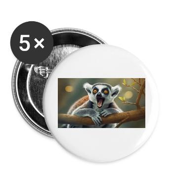 Cute animals chilling – ring-tailed lemur - Buttons large 2.2''/56 mm (5-pack) - white - Front
