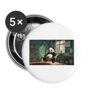 Cute animals chilling – panda chilling hammock - Buttons large 2.2''/56 mm (5-pack) - white - Front