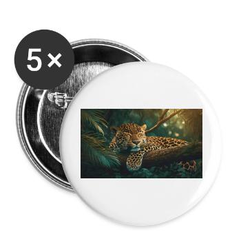 Niedliche Tiere chillen – Jaguar schläft auf einem Baum - Buttons groß 56 mm (5er Pack) - Weiß - Vorne