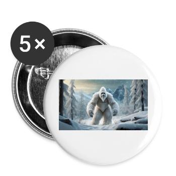 Sasquatch Bigfoot in den Bergen Schneemonster - Buttons groß 56 mm (5er Pack) - Weiß - Vorne