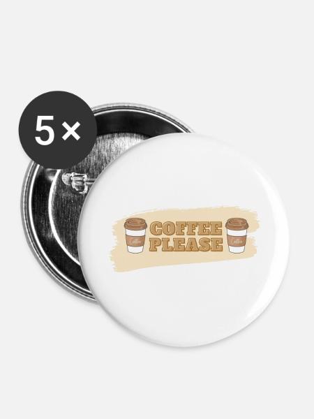 Coffee Please - Buttons large 2.2''/56 mm (5-pack) - white