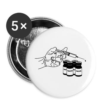 Hand with vaccination syringe and jars - Buttons large 2.2''/56 mm (5-pack) - white - Front