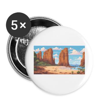 Great Ocean Road, Australia - Pixel Art - Buttons large 2.2''/56 mm (5-pack) - white - Front