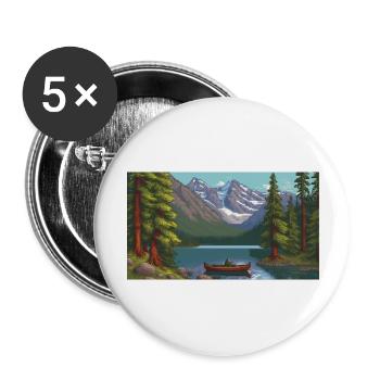 Parc national de Banff, Canada - Pixel Art - Lot de 5 grands badges (56 mm) - blanc - Devant