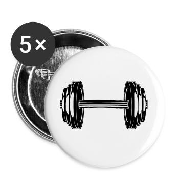 Motif d’haltères pour les amateurs de fitness et de gym - Lot de 5 grands badges (56 mm) - blanc - Devant