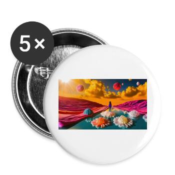 Planètes de bonbons - Lot de 5 grands badges (56 mm) - blanc - Devant