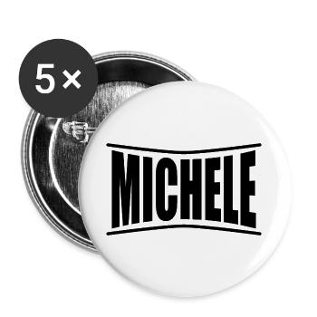 T-Shirt Michele T-Shirt Geschenkidee - Buttons groß 56 mm (5er Pack) - Weiß - Vorne