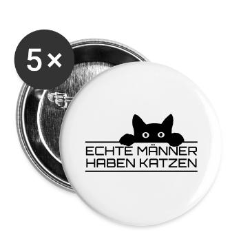 Echte Männer Katzen - Buttons groß 56 mm (5er Pack) - Weiß - Vorne