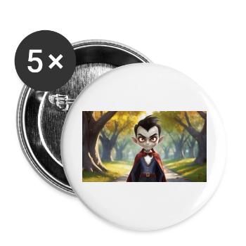 Vampire - Junge niedliche kleine Monster - Buttons groß 56 mm (5er Pack) - Weiß - Vorne