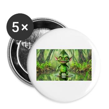 Goblin - Junge niedliche kleine Monster - Buttons groß 56 mm (5er Pack) - Weiß - Vorne