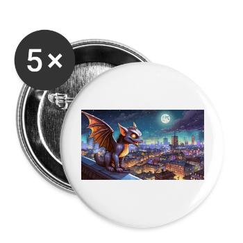 Gargoyle - junge, niedliche kleine Monster - Buttons groß 56 mm (5er Pack) - Weiß - Vorne