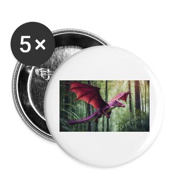 A realistic majestical green dragon is hunting - Buttons large 2.2''/56 mm (5-pack) - white - Front