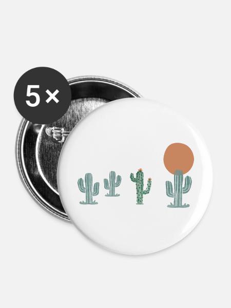 Boho-Kaktus - Buttons groß 56 mm (5er Pack) - Weiß