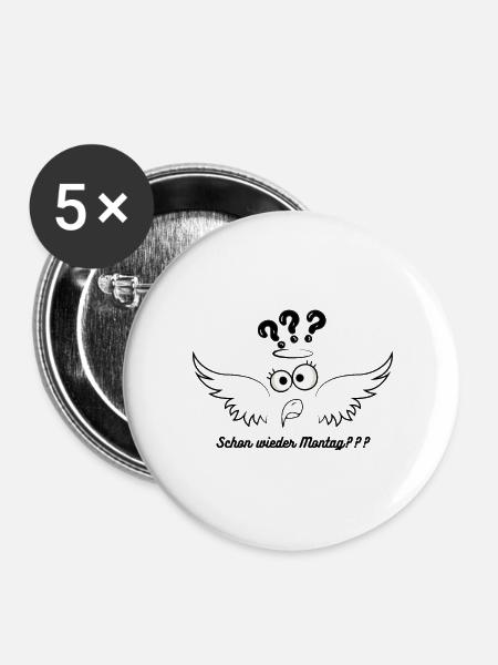 Confused Bird - Buttons large 2.2''/56 mm (5-pack) - white