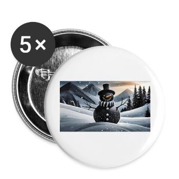 Lustiger Hooey, ein Schneemann ist schwarz - Buttons groß 56 mm (5er Pack) - Weiß - Vorne