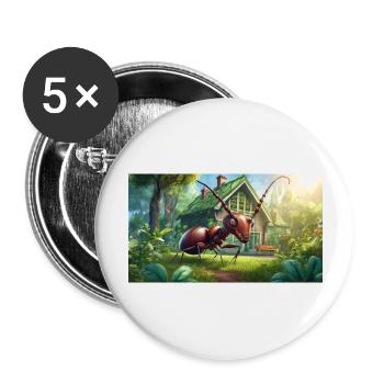 funny hooey an ant is as big as a house - Buttons large 2.2''/56 mm (5-pack) - white - Front