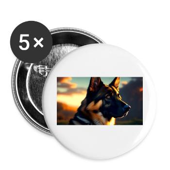 German Shepherd - Buttons large 2.2''/56 mm (5-pack) - white - Front