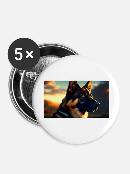 German Shepherd - Buttons large 2.2''/56 mm (5-pack) - white