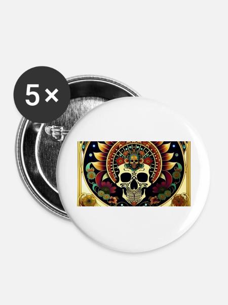 Fiesta Mexicana Skull & Bones - Buttons large 2.2''/56 mm (5-pack) - white