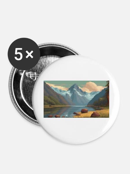 Fiordland National Park, New Zealand - Buttons large 2.2''/56 mm (5-pack) - white
