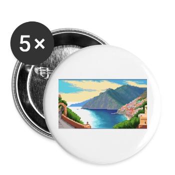 Amalfi Coast, Italy - Pixel Art - Buttons large 2.2''/56 mm (5-pack) - white - Front