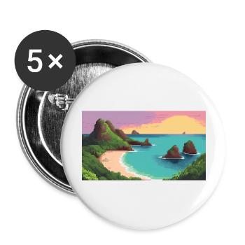 Fernando de Noronha, Brazil - Pixel Art - Buttons large 2.2''/56 mm (5-pack) - white - Front