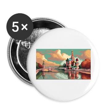 St. Basil's Cathedral, Moscow, Russia - Pixel Art - Buttons large 2.2''/56 mm (5-pack) - white - Front