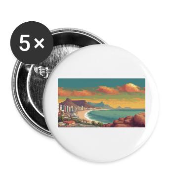 Kapstadt, Südafrika - Pixel Art - Buttons groß 56 mm (5er Pack) - Weiß - Vorne