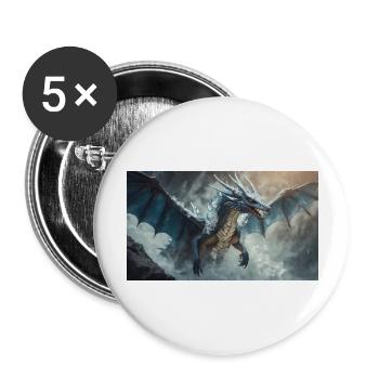 Ein realistischer böser dunkler Drache klettert auf einen Berg - Buttons groß 56 mm (5er Pack) - Weiß - Vorne
