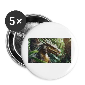 A realistic majestical green dragon is hunting - Buttons large 2.2''/56 mm (5-pack) - white - Front