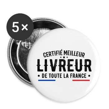 Zertifizierter bester Lieferbote in ganz Frankreich - Buttons groß 56 mm (5er Pack) - Weiß - Vorne