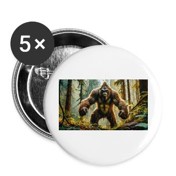 Sasquatch Bigfoot im Waldmonster dunkel - Buttons groß 56 mm (5er Pack) - Weiß - Vorne