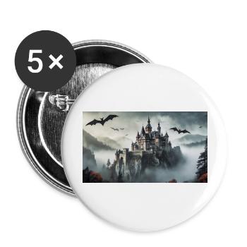 Gruselige mythische Orte – Schloss von Dracula - Buttons groß 56 mm (5er Pack) - Weiß - Vorne
