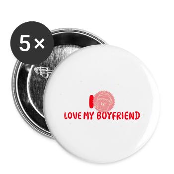 I LOVE MY BOYFRIEND - Buttons groß 56 mm (5er Pack) - Weiß - Vorne