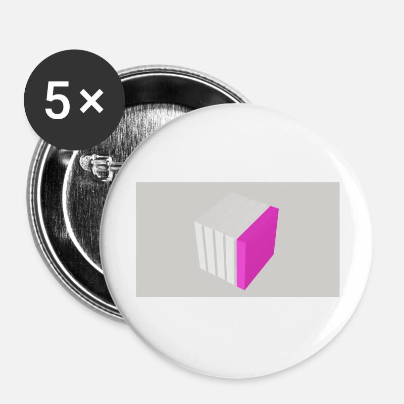 Splitting cube pink - Buttons large 2.2''/56 mm (5-pack) - white