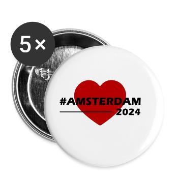 Amsterdam 2024 Heart Love - Buttons large 2.2''/56 mm (5-pack) - white - Front